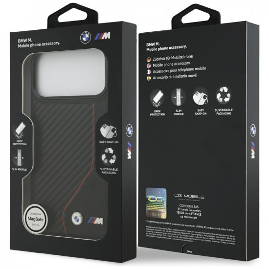 Case BMW M Carbon Line &amp; Logo MagSafe for iPhone 17 Pro Max red