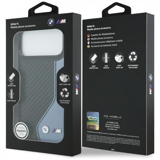 Case BMW M Carbon Logo MagSafe for iPhone 17 Pro Max blue