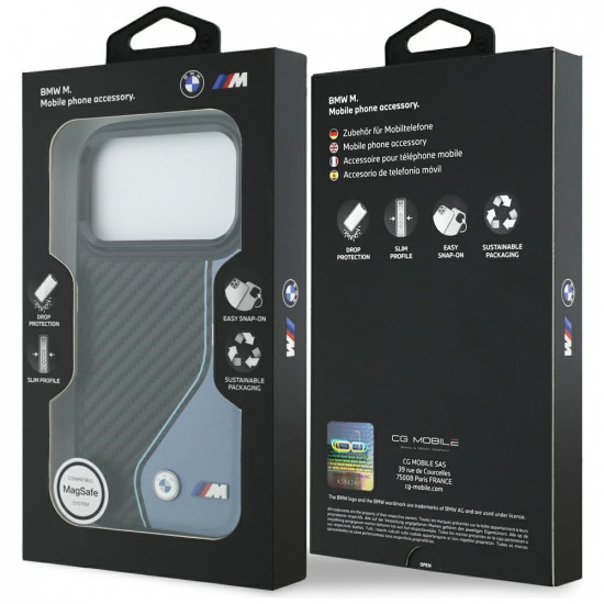 Case BMW M Carbon Logo MagSafe for iPhone 17 Pro blue