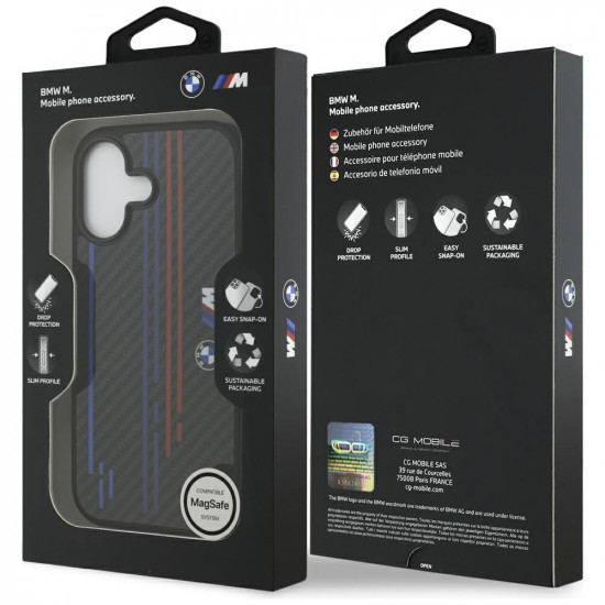 Case BMW M Kevlar Lines & Logo MagSafe for iPhone 17 black Case BMW M Kevlar Lines & Logo MagSafe for iPhone 17 black
