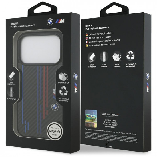 Case BMW M Kevlar Lines & Logo MagSafe for iPhone 17 Pro black Case BMW M Kevlar Lines & Logo MagSafe for iPhone 17 Pro black
