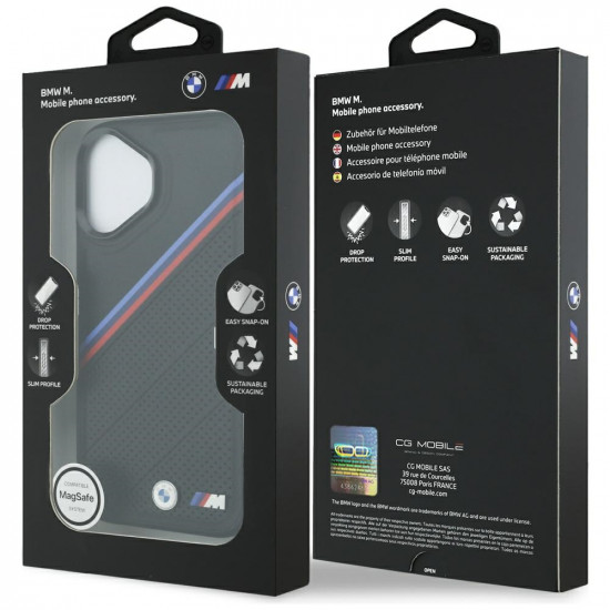 BMW M Tricolor Metal Logo MagSafe Case for iPhone 17 Black