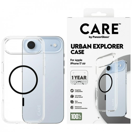 Case CARE by PanzerGlass Flagship Urban Explorer w. Black MagSafe for iPhone Air transparent Case CARE by PanzerGlass Flagship Urban Explorer w. Black MagSafe for iPhone Air transparent