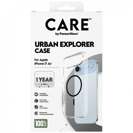 Case CARE by PanzerGlass Flagship Urban Explorer w. Black MagSafe for iPhone Air transparent Case CARE by PanzerGlass Flagship Urban Explorer w. Black MagSafe for iPhone Air transparent