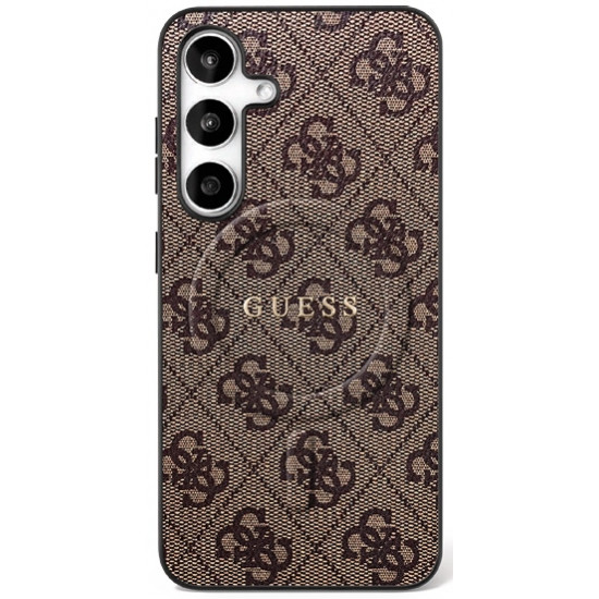 Guess 4G Ring Classic Logo MagSafe Case for Samsung Galaxy S25 FE Brown