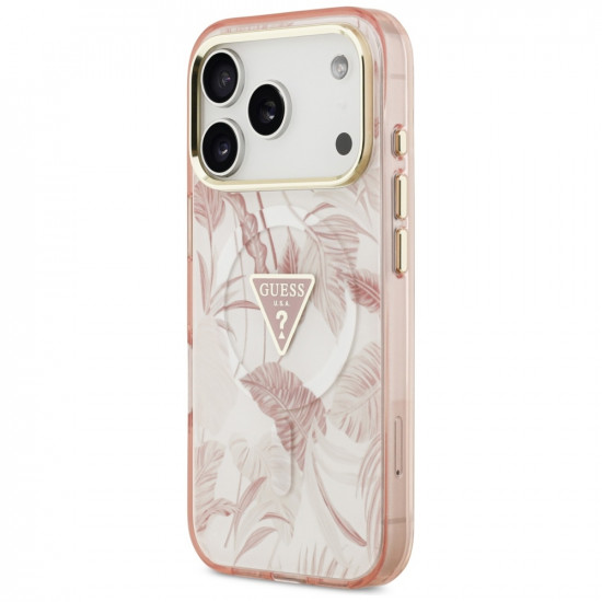 Guess Jungle Tonal Triangle MagSafe Case for iPhone 17 Pro Max Pink