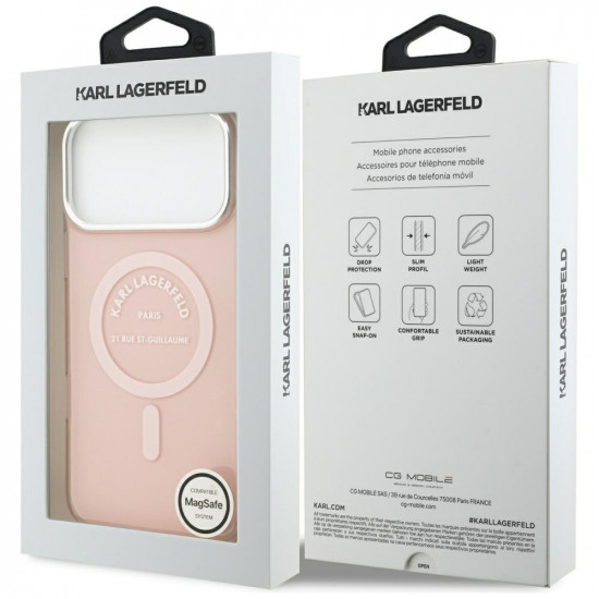 Karl Lagerfeld IML Karl RSG Logo MagSafe Case for iPhone 17 Pro Max Pink Karl Lagerfeld IML Karl RSG Logo MagSafe Case for iPhone 17 Pro Max Pink