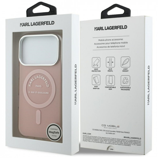 Karl Lagerfeld IML Karl RSG Logo MagSafe Case for iPhone 17 Pro Pink