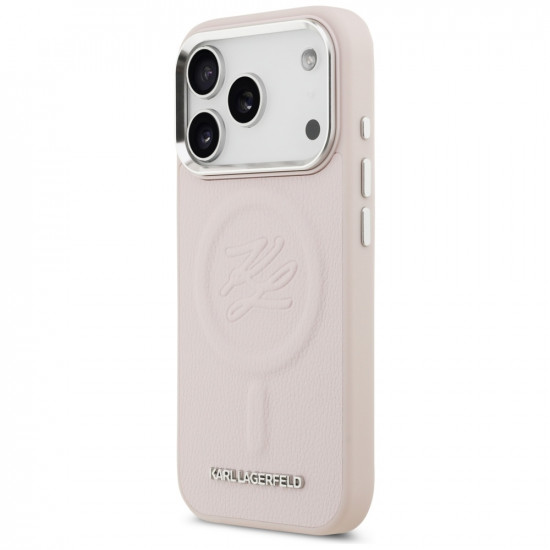 Karl Lagerfeld Initial &amp; Metal Logo MagSafe Case for iPhone 17 Pro Pink