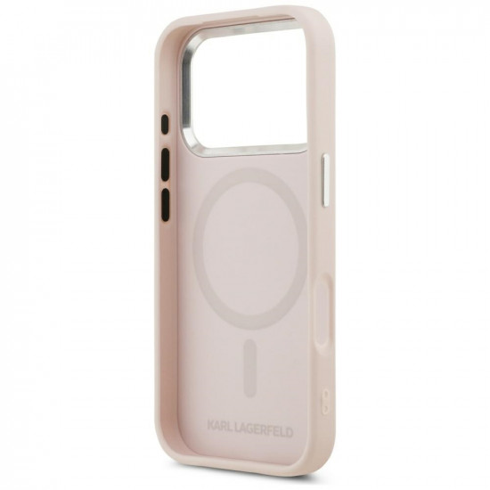 Karl Lagerfeld Initial &amp; Metal Logo MagSafe Case for iPhone 17 Pro Pink