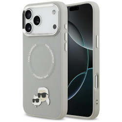 Karl Lagerfeld Karl &amp; Choupette Pins MagSafe Case for iPhone 17 Pro Gray