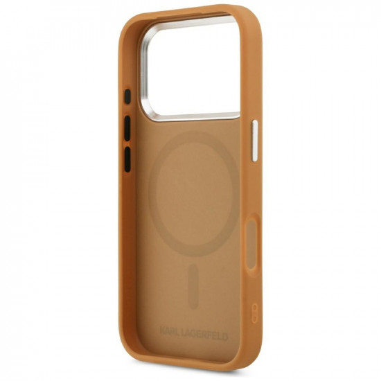 Karl Lagerfeld Point &amp; Metal Logo MagSafe Case for iPhone 17 Pro Brown