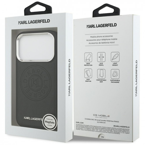Karl Lagerfeld Point &amp; Metal Logo MagSafe Case for iPhone 17 Pro Max Black
