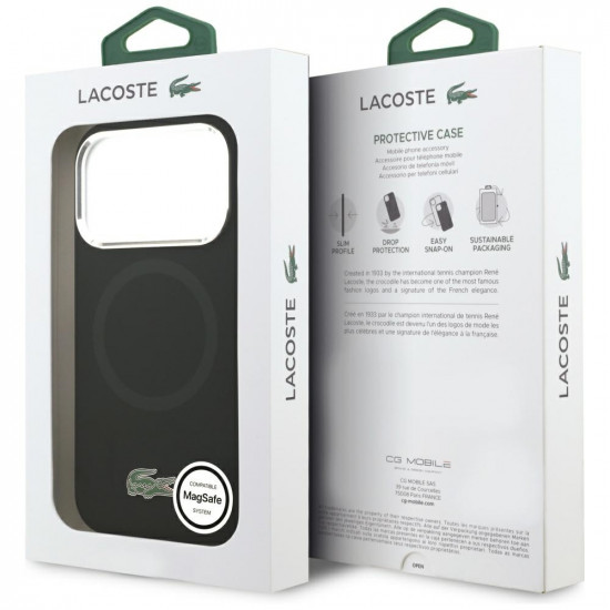 Lacoste HC Silicone Metal Logo MagSafe Case for iPhone 17 Pro Black