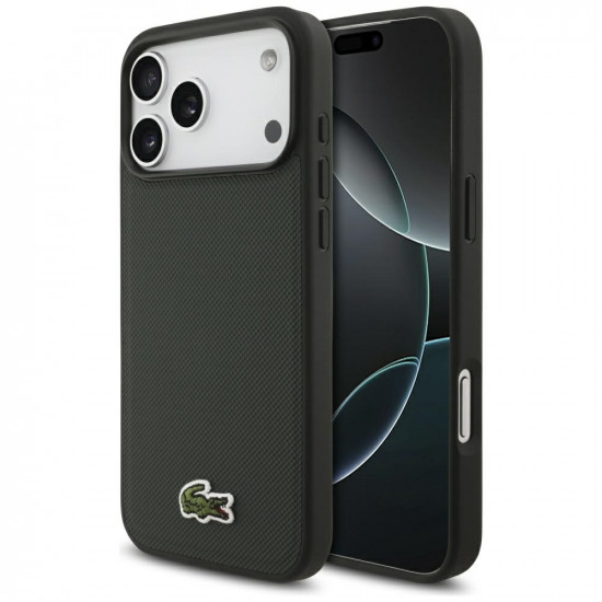 Lacoste Iconic Petit Pique Woven Logo MagSafe case for iPhone 17 Pro Max sinople