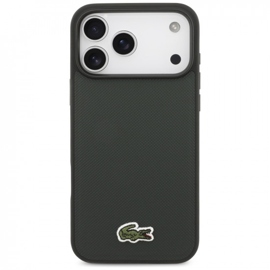 Lacoste Iconic Petit Pique Woven Logo MagSafe case for iPhone 17 Pro Max sinople