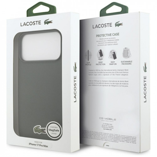 Lacoste Iconic Petit Pique Woven Logo MagSafe case for iPhone 17 Pro Max sinople