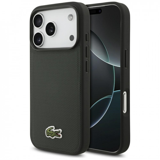 Lacoste Iconic Petit Pique Woven Logo MagSafe case for iPhone 17 Pro sinople