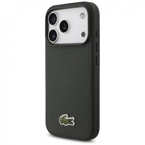 Lacoste Iconic Petit Pique Woven Logo MagSafe case for iPhone 17 Pro sinople