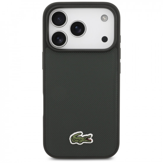 Lacoste Iconic Petit Pique Woven Logo MagSafe case for iPhone 17 Pro sinople