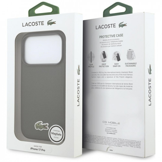 Lacoste Iconic Petit Pique Woven Logo MagSafe case for iPhone 17 Pro sinople