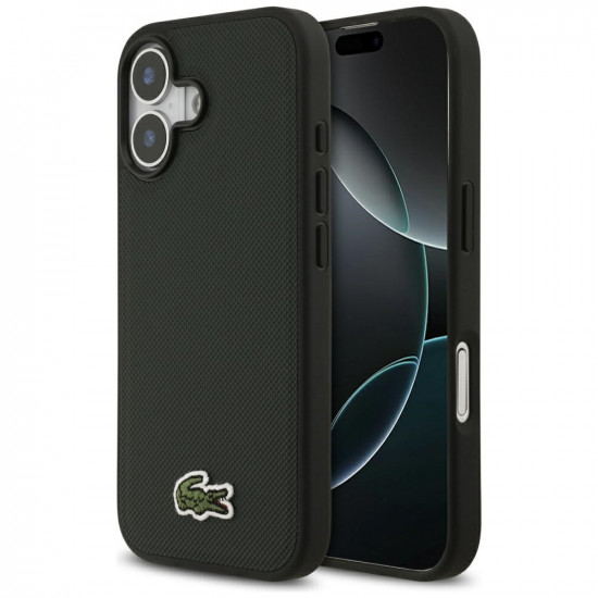 Lacoste Iconic Petit Pique Woven Logo MagSafe case for iPhone 17 sinople
