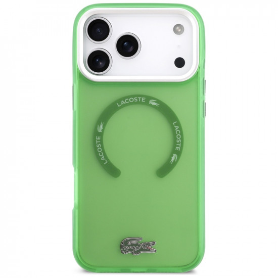 Lacoste Shockproof Transparent Frosted MagSafe Case for iPhone 17 Pro Max Green