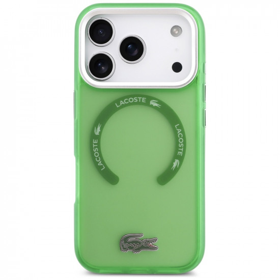 Lacoste Shockproof Transparent Frosted MagSafe Case for iPhone 17 Pro Green