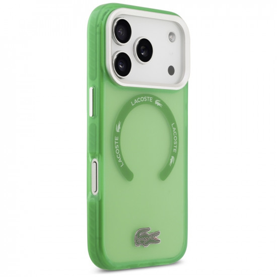 Lacoste Shockproof Transparent Frosted MagSafe Case for iPhone 17 Pro Green