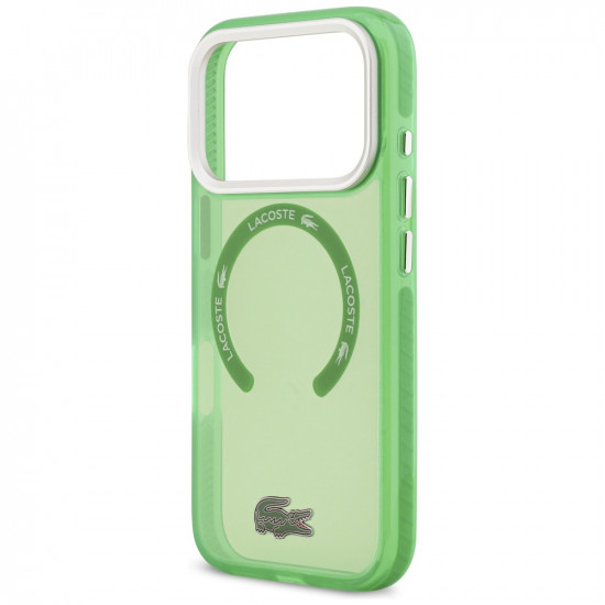 Lacoste Shockproof Transparent Frosted MagSafe Case for iPhone 17 Pro Green