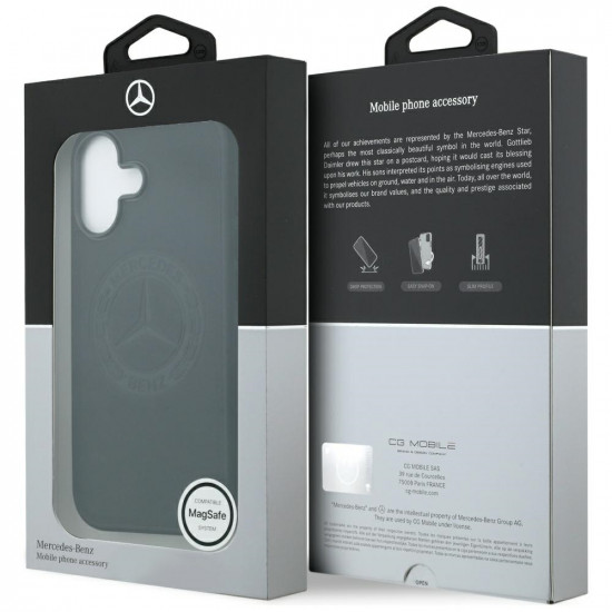 Mercedes Leather Vintage Logo MagSafe Case for iPhone 17 Black
