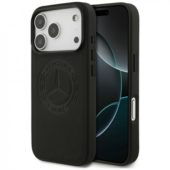 Mercedes Leather Vintage Logo MagSafe Case for iPhone 17 Pro Black