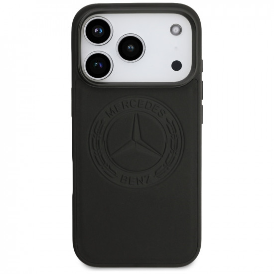 Mercedes Leather Vintage Logo MagSafe Case for iPhone 17 Pro Black