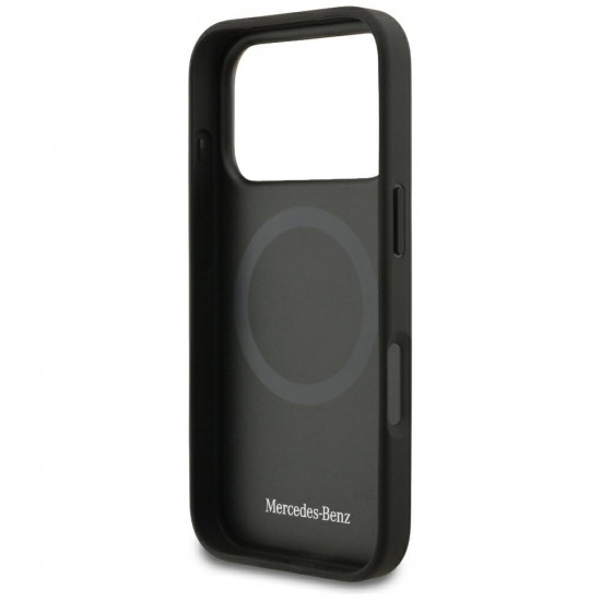 Mercedes Leather Vintage Logo MagSafe Case for iPhone 17 Pro Black