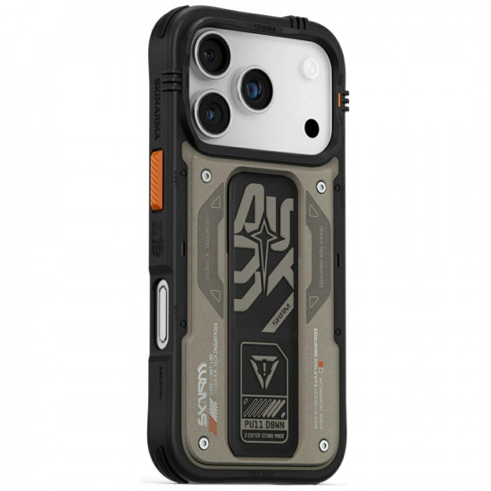Skinarma Aegis Case for iPhone 17 Pro Magnetic Charging + Grip Stand Gray