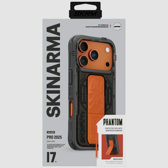 Skinarma Phantom Case for iPhone 17 Pro Magnetic Charging + Grip Stand Olive