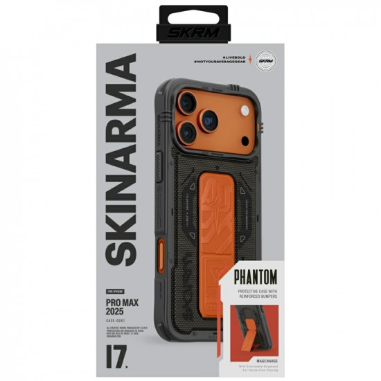 Skinarma Phantom Case for iPhone 17 Pro Max Magnetic Charging + Grip Stand Olive