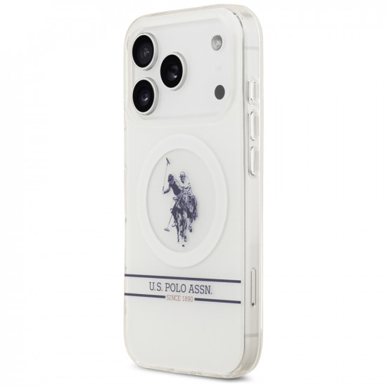 US Polo DH and Bottom Stripe Logo MagSafe Case for iPhone 17 Pro White US Polo DH and Bottom Stripe Logo MagSafe Case for iPhone 17 Pro White