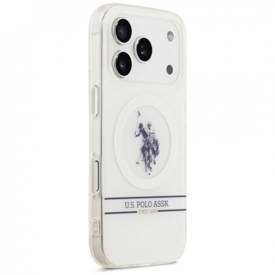 US Polo DH and Bottom Stripe Logo MagSafe Case for iPhone 17 Pro White US Polo DH and Bottom Stripe Logo MagSafe Case for iPhone 17 Pro White