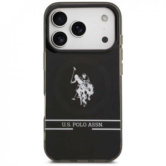 US Polo DH and Bottom Stripe Logo MagSafe Case for iPhone 17 Pro Black US Polo DH and Bottom Stripe Logo MagSafe Case for iPhone 17 Pro Black