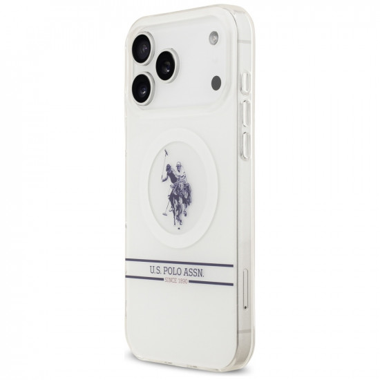 US Polo DH and Bottom Stripe Logo MagSafe Case for iPhone 17 Pro Max White US Polo DH and Bottom Stripe Logo MagSafe Case for iPhone 17 Pro Max White