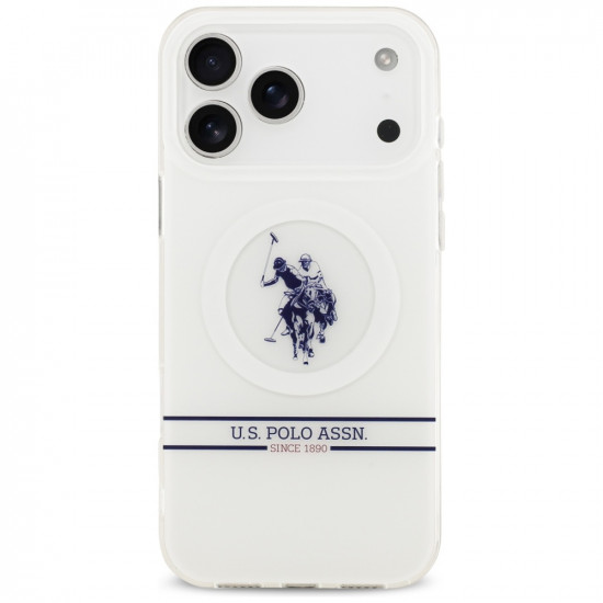 US Polo DH and Bottom Stripe Logo MagSafe Case for iPhone 17 Pro Max White US Polo DH and Bottom Stripe Logo MagSafe Case for iPhone 17 Pro Max White