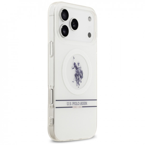 US Polo DH and Bottom Stripe Logo MagSafe Case for iPhone 17 Pro Max White US Polo DH and Bottom Stripe Logo MagSafe Case for iPhone 17 Pro Max White