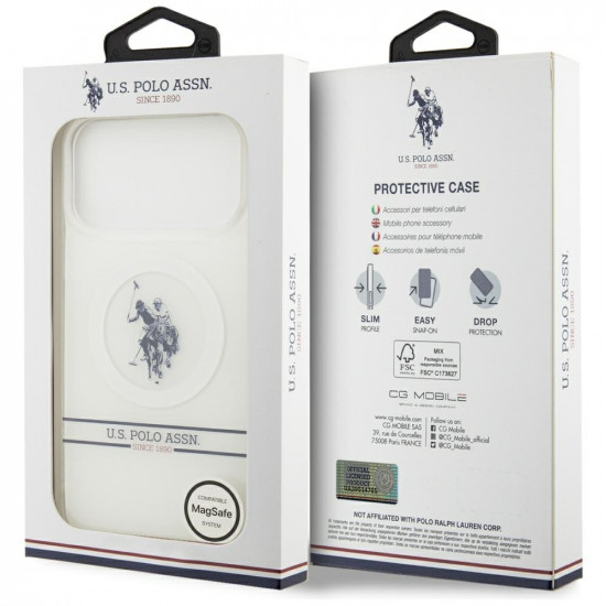 US Polo DH and Bottom Stripe Logo MagSafe Case for iPhone 17 Pro Max White US Polo DH and Bottom Stripe Logo MagSafe Case for iPhone 17 Pro Max White