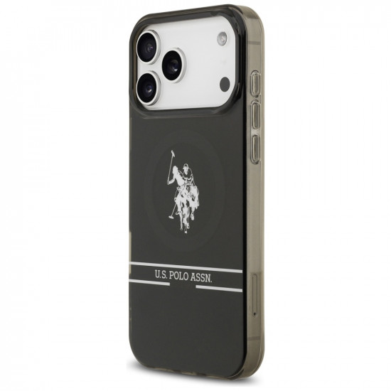 US Polo DH and Bottom Stripe Logo MagSafe Case for iPhone 17 Pro Max Black US Polo DH and Bottom Stripe Logo MagSafe Case for iPhone 17 Pro Max Black