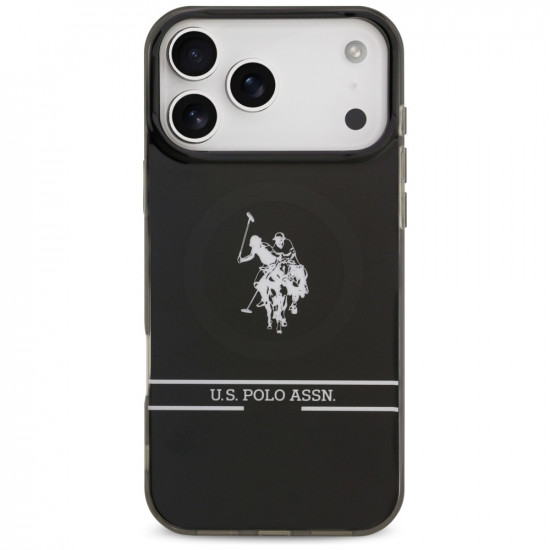 US Polo DH and Bottom Stripe Logo MagSafe Case for iPhone 17 Pro Max Black US Polo DH and Bottom Stripe Logo MagSafe Case for iPhone 17 Pro Max Black