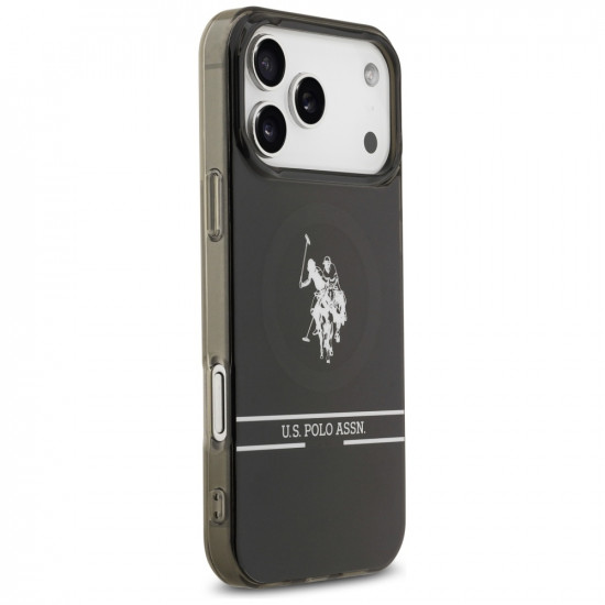 US Polo DH and Bottom Stripe Logo MagSafe Case for iPhone 17 Pro Max Black US Polo DH and Bottom Stripe Logo MagSafe Case for iPhone 17 Pro Max Black