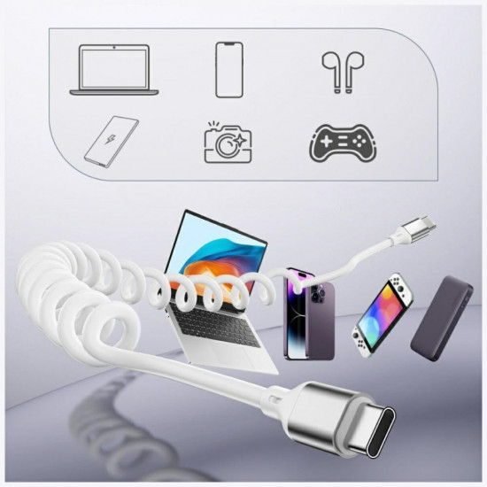 4smarts spiral cable USB-C to USB-C 100W white