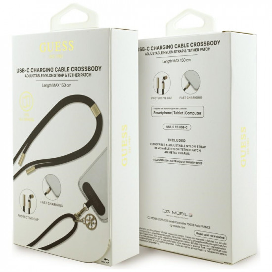 Guess CBDY 4G Charm USB-C/USB-C Cable 150cm Black