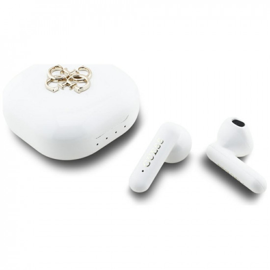 TWS Guess 4G Metal Logo headphones white